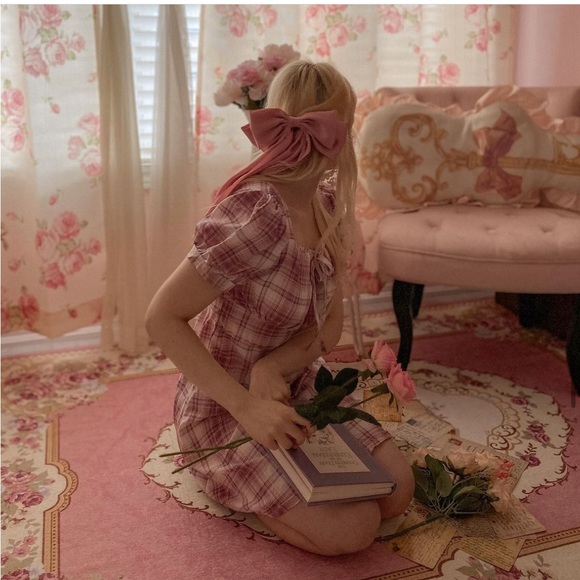 Cottagecore princess gingham purple dress💗 - Picture 4 of 4